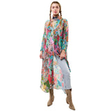 Etro print button-down V-neck long-sleeve maxi dress