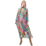 Etro print button-down V-neck long-sleeve maxi dress