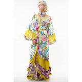 Floral print bell sleeve button-up maxi dress