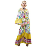 Floral print bell sleeve button-up maxi dress