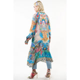 Floral print convertible collar long-sleeve dress