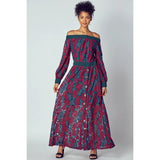Off the Shoulder Maxi Lace Dress with Pockets