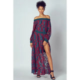Off the Shoulder Maxi Lace Dress with Pockets