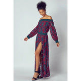 Off the Shoulder Maxi Lace Dress with Pockets