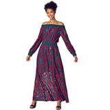 Off the Shoulder Maxi Lace Dress with Pockets