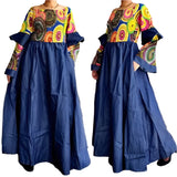 Long Denim/ Print Long Sleeve Dress/ Tall/ Plus Size