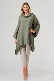 Long hooded tunic in 100% linen