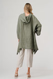 Long hooded tunic in 100% linen
