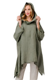 Long hooded tunic in 100% linen