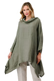Long hooded tunic in 100% linen
