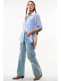Floral Maya Shirt w/ Stripes