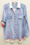 Floral Maya Shirt w/ Stripes