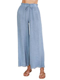 Raw Hem Textured Cotton Linen Flare Pants