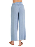 Raw Hem Textured Cotton Linen Flare Pants