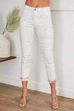 BLUSH FLORAL PRINT REVERSIBLE DENIM PANTS