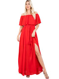 Plus Size Off Shoulder Chiffon Maxi Dress