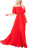 Plus Size Off Shoulder Chiffon Maxi Dress