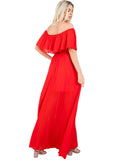 Plus Size Off Shoulder Chiffon Maxi Dress
