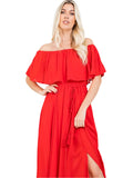 Plus Size Off Shoulder Chiffon Maxi Dress