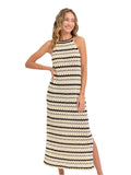Halter Crochet Knit Maxi Dress