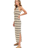 Halter Crochet Knit Maxi Dress