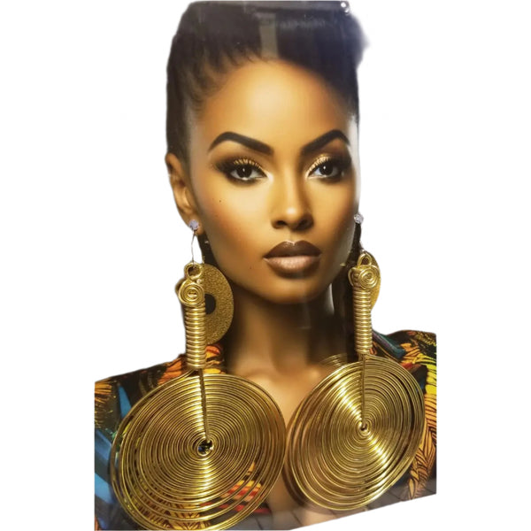 3 in Diameter Yellow Gold Extended Earrings