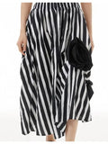 Stripe Rosette Cotton Skirt