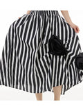 Stripe Rosette Cotton Skirt