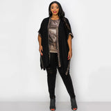 Sequin Contrast Kimono Curve