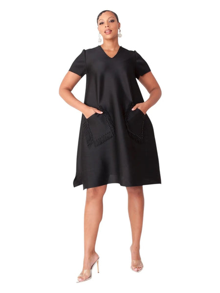 Fringe Pocket Shift Dress