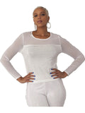 Rhinestone Mesh Long Sleeve Top