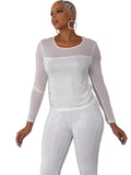 Rhinestone Mesh Long Sleeve Top