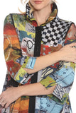 Abstract Modern-Art-Print Button Front Blouse/Jacket - 3963