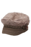 Vegan Angora Fur Chevron Knitted Fiddler Cap