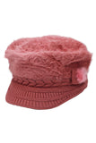 Vegan Angora Fur Chevron Knitted Fiddler Cap