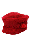 Vegan Angora Fur Chevron Knitted Fiddler Cap