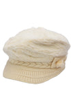 Vegan Angora Fur Chevron Knitted Fiddler Cap