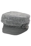 Vegan Angora Fur Chevron Knitted Fiddler Cap