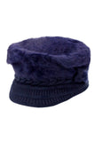 Vegan Angora Fur Chevron Knitted Fiddler Cap