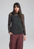 Gray Cinema Turtleneck mesh blouse women