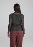 Gray Cinema Turtleneck mesh blouse women