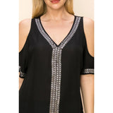 Embellished Cold Shoulder Short Sleeve Blouse