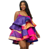 Spaghetti Straps Tiered Flare Mini Dress