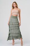 Long layered skirt, in a silk and viscose mix