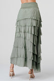 Long layered skirt, in a silk and viscose mix