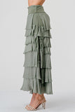 Long layered skirt, in a silk and viscose mix