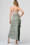 Long layered skirt, in a silk and viscose mix