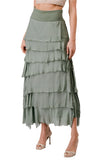 Long layered skirt, in a silk and viscose mix