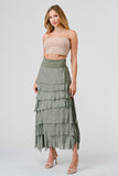 Long layered skirt, in a silk and viscose mix