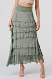 Long layered skirt, in a silk and viscose mix